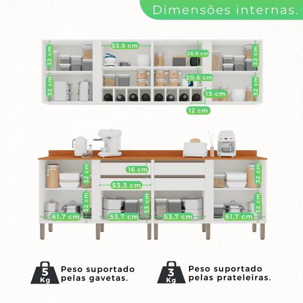 Cozinha Compacta 4 Peças 6 Portas 4 Gavetas Pérola - Sallêto Móveis Imagem de Cozinha Compacta 4 Peças 6 Portas 4 Gavetas Pérola