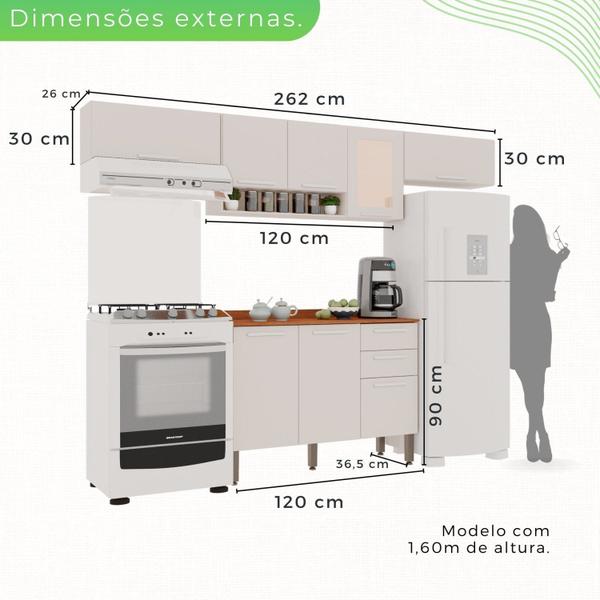 Imagem de Cozinha Compacta 4 Peças 8 Portas 2 Gavetas Bella