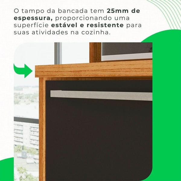 Imagem de Cozinha Compacta 4 Peças 9 Portas 2 Gavetas Paris Sallêto Cinamomo Com Grafite