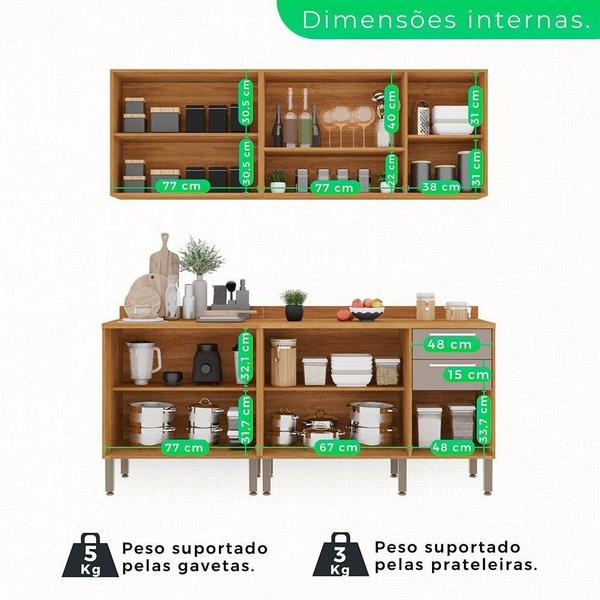 Imagem de Cozinha Compacta 4 Peças 9 Portas 2 Gavetas Paris Sallêto Cinamomo Com Off White