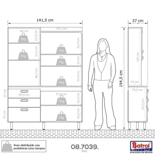 Imagem de Cozinha Compacta 4 Portas 3 Gavetas Ravena