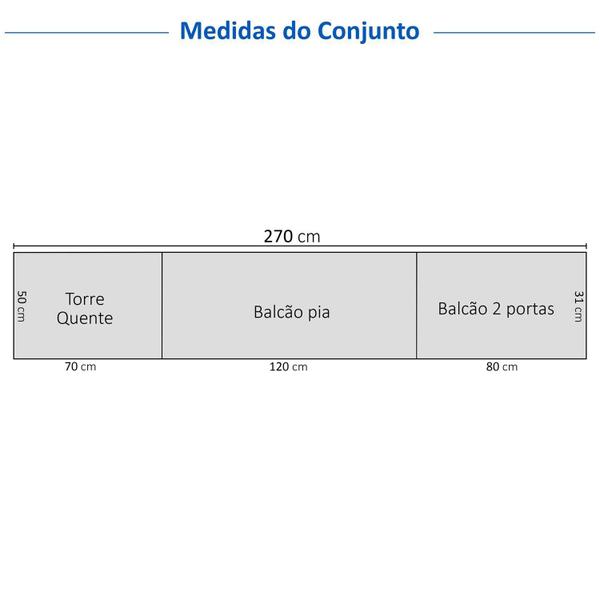 Imagem de Cozinha Compacta 5 Peças 1 Paneleiro Duplo 2 Aéreos 2 Balcões Soho CabeCasa MadeiraMadeira Freijó/Branco