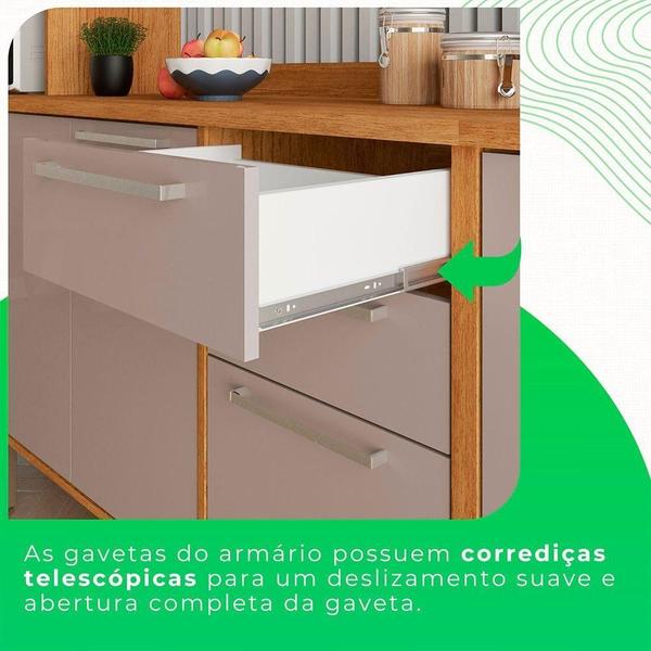 Imagem de Cozinha Compacta 5 Peças 13 Portas 2 Gavetas Paris Sallêto Cinamomo Com Off White