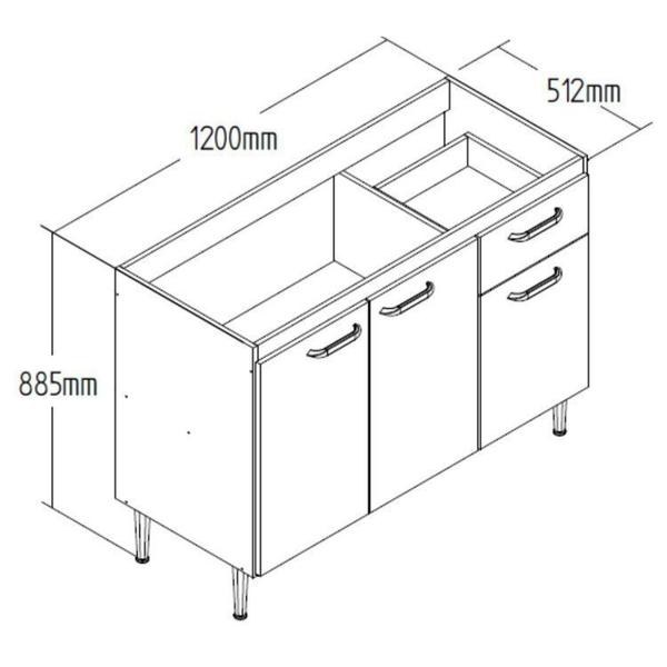 Imagem de Cozinha Compacta 5 Peças Berlim Ipê/Cristalo