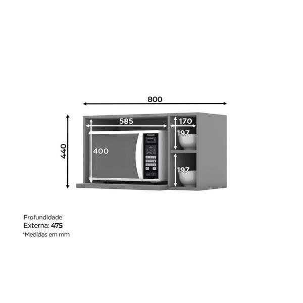 Imagem de Cozinha Compacta 5 Peças com Balcão Para Cooktop Emily Espresso Móveis