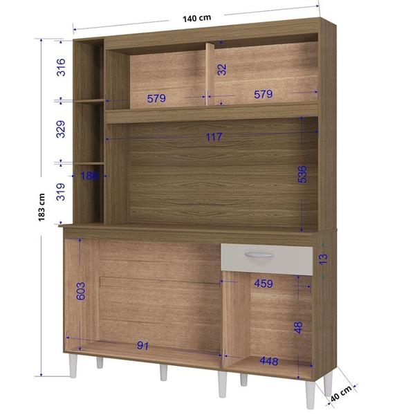 Imagem de Cozinha Compacta 5 Portas 1 Gaveta 140cm Duda Poquema