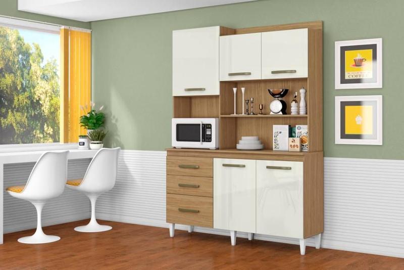 Cozinha Compacta 5 Portas 3 Gaveta Mila Atacama Off White - Aramóveis Imagem de Cozinha Compacta 5 Portas 3 Gaveta Mila Atacama Off White - Aramóveis