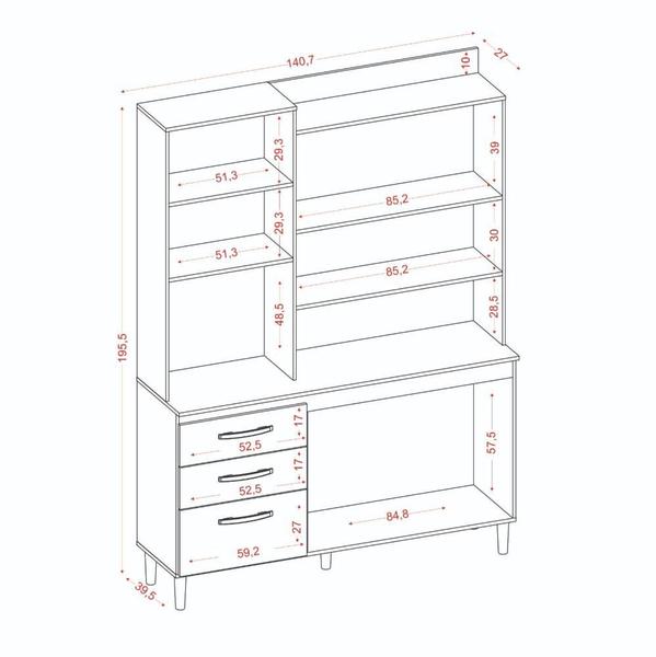 Imagem de Cozinha Compacta 5 Portas 3 Gaveta Mila Atacama Off White - Aramóveis