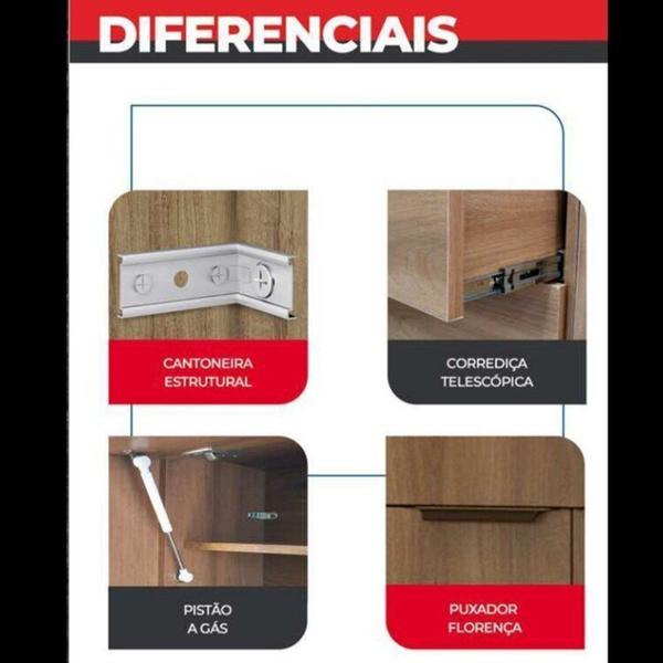 Imagem de Cozinha Compacta 6 Peças 12 Portas 4 Gavetas Paris Nogal Manchester/ Verde Matte