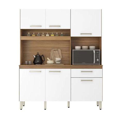 Imagem de Cozinha Compacta 6 Portas 1 Gaveta 1,60 cm  Alamo  Amendola /  Branco Demobile 