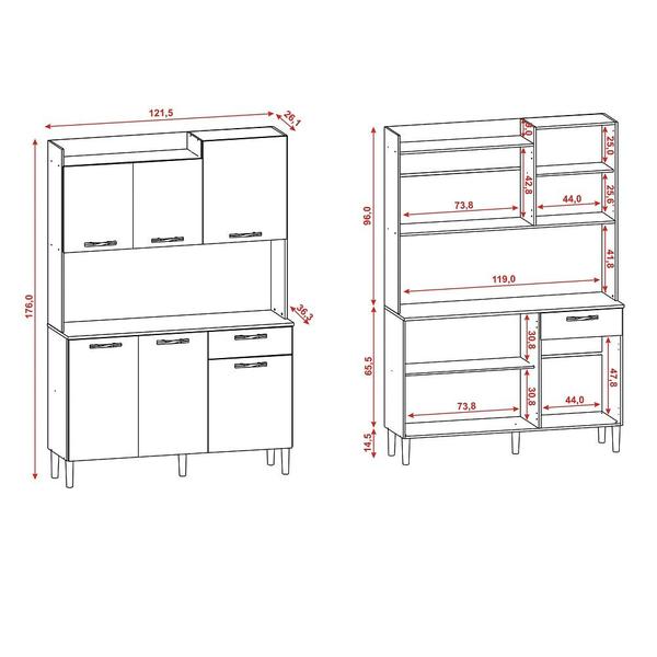 Imagem de Cozinha Compacta 6 Portas 1 Gaveta Genova Kits Paraná