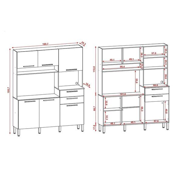 Imagem de Cozinha Compacta 6 Portas 2 Gavetas Montesa Kits Paraná