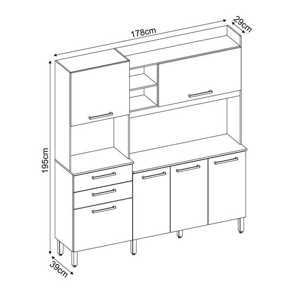 Imagem de Cozinha Compacta 6 Portas 2 Gavetas Select Avena Grafito Demobile