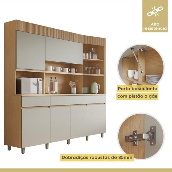 Imagem de Cozinha Compacta 6 Portas 3 Gavetas Realeza 220cm 100% Mdf