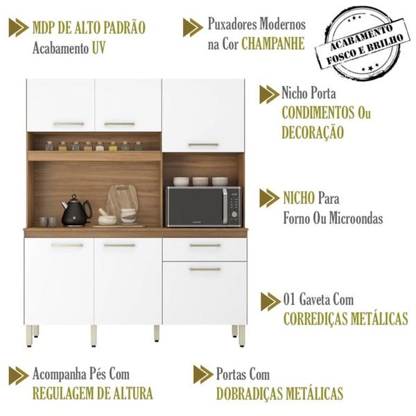 Imagem de Cozinha Compacta 6 Portas Alamo 91601 Amendola Branco Demobile