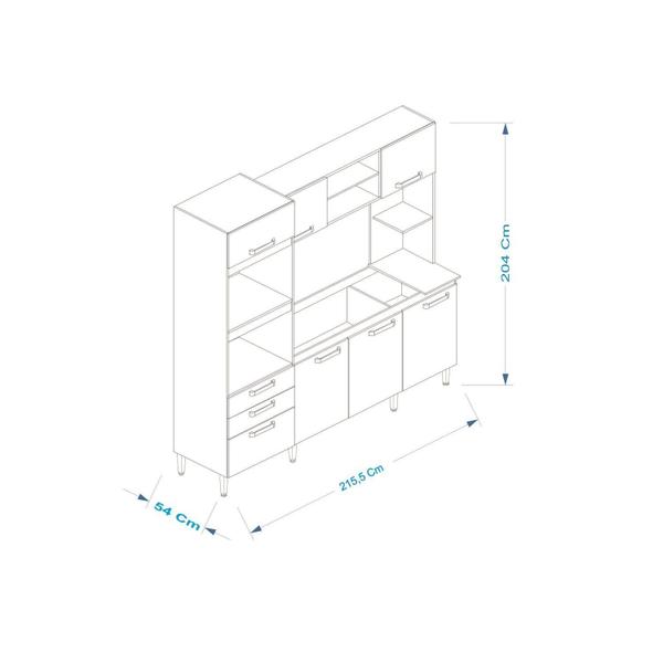 Imagem de Cozinha Compacta 7 Portas 2 Gavetas 2 Nichos para Forno Melyna CZ6672 IRM Móveis