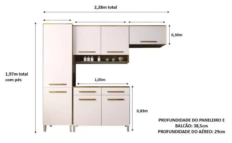 Imagem de Cozinha Compacta 7 Portas 2 Gavetas - Quarta Divisão