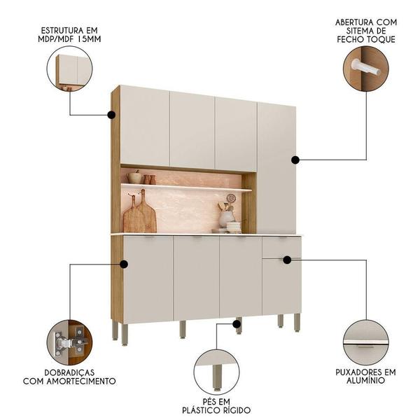 Imagem de Cozinha Compacta 8 Portas 161cm Soul K02 Freijó/soft - Mpozenato