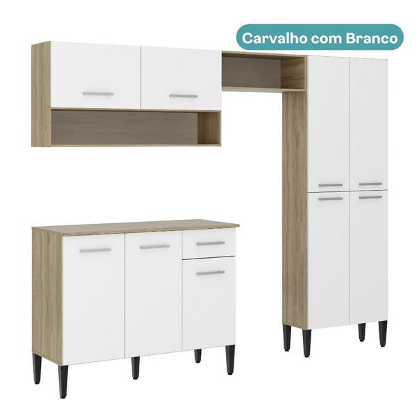 Imagem de Cozinha Compacta Arizona Classic Carvalho com Branco Carraro