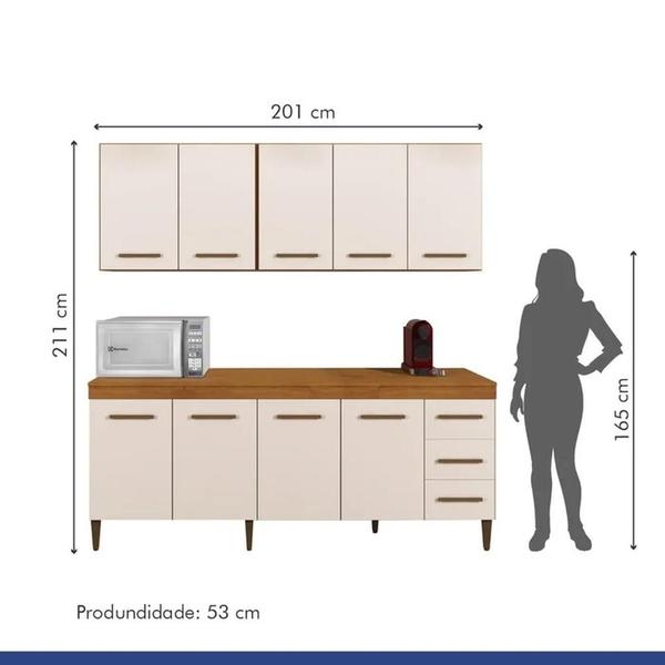 Imagem de Cozinha Compacta Atenas 9 Portas 3 Gavetas Atenas Kaiki Móveis Nature Off White