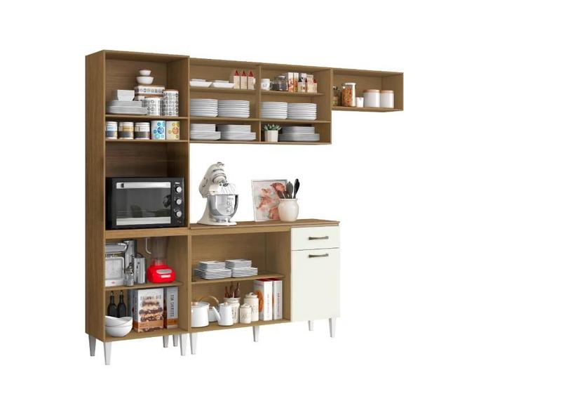 Cozinha Compacta + Balcão com Tampo Aurora Atacama Off White - Aramóveis Imagem de Cozinha Compacta + Balcão com Tampo Aurora Atacama Off White - Aramóveis