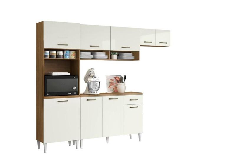 Cozinha Compacta + Balcão com Tampo Aurora Atacama Off White - Aramóveis Imagem de Cozinha Compacta + Balcão com Tampo Aurora Atacama Off White - Aramóveis