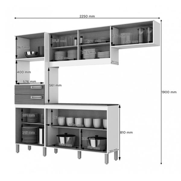 Cozinha Compacta C/ Gabinete Tampo Balcão Armário Aéreo - Fendi/Moka - Henn Imagem de Cozinha Compacta C/ Gabinete Tampo Balcão Armário Aéreo - Fendi/Moka