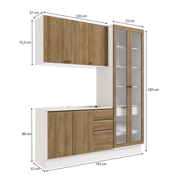 Imagem de Cozinha Compacta Celeste Kappesberg 100% MDF Branco/Nogueira 192cm