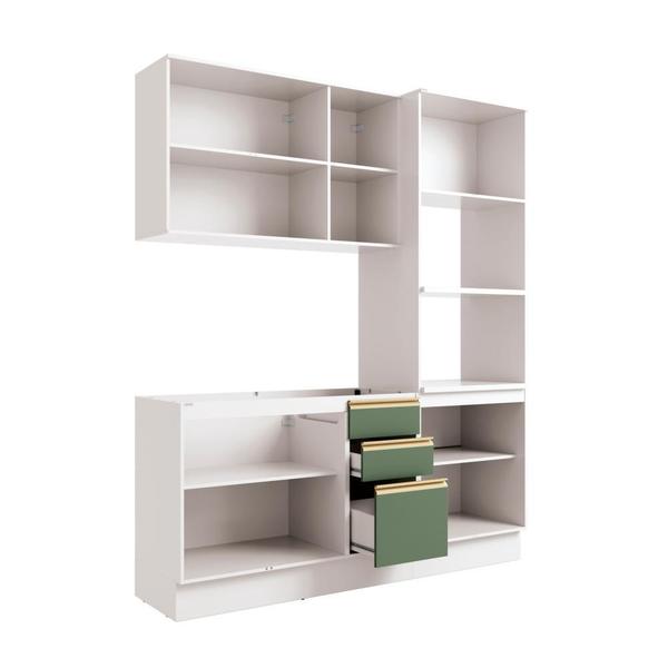 Cozinha Compacta Celeste Kappesberg 100% MDF Branco/Verde 190cm Imagem de Cozinha Compacta Celeste Kappesberg 100% MDF Branco/Verde 190cm