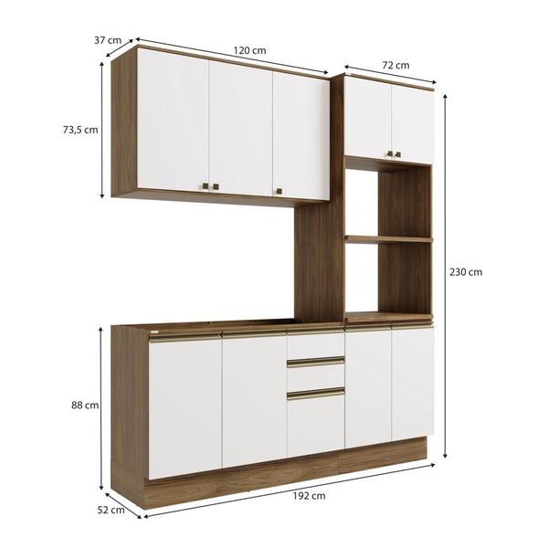 Imagem de Cozinha Compacta Celeste Kappesberg 100% MDF Nogueira/Branco 190cm