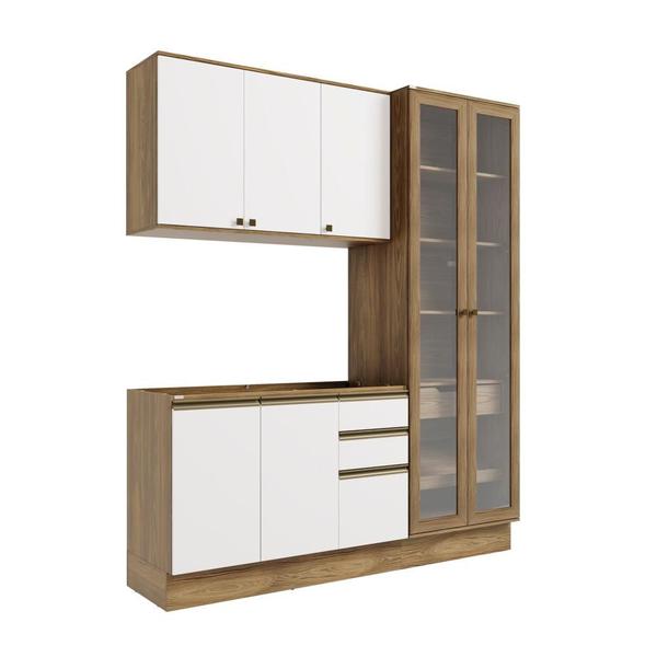 Imagem de Cozinha Compacta Celeste Kappesberg 100% MDF Nogueira/Branco 192cm