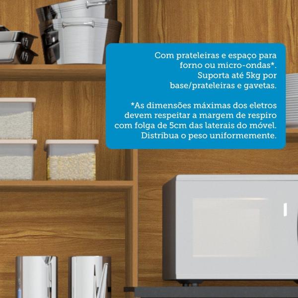 Imagem de Cozinha Compacta com 12 Portas 2 Gavetas e Espaço para Micro-ondas 100% Mdf Pressac Espresso Móveis