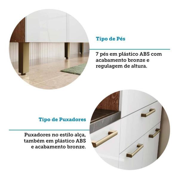 Imagem de Cozinha Compacta com 12 Portas 2 Gavetas e Espaço para Micro-ondas 100% Mdf Vitis