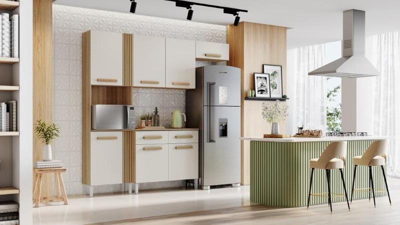 Cozinha Compacta Com 5 Portas Juma Cor Atacama Off White - Aramóveis Imagem de Cozinha Compacta Com 5 Portas Juma Cor Atacama Off White - Aramóveis