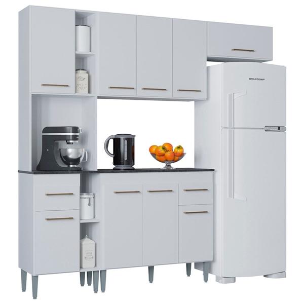 Imagem de Cozinha Compacta Com Balcão Nicole 202cm P11 Branco - Mpozenato