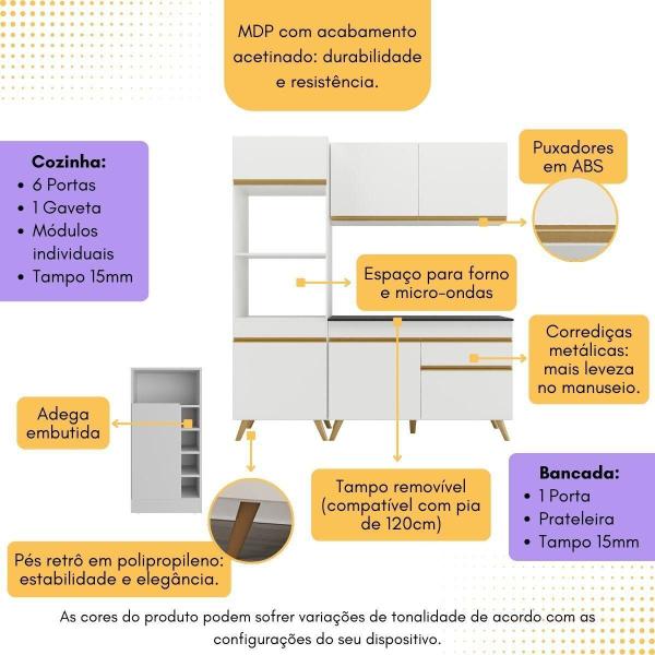 Imagem de Cozinha Compacta com Bancada Americana/Mesa Veneza Multimóveis MP2211