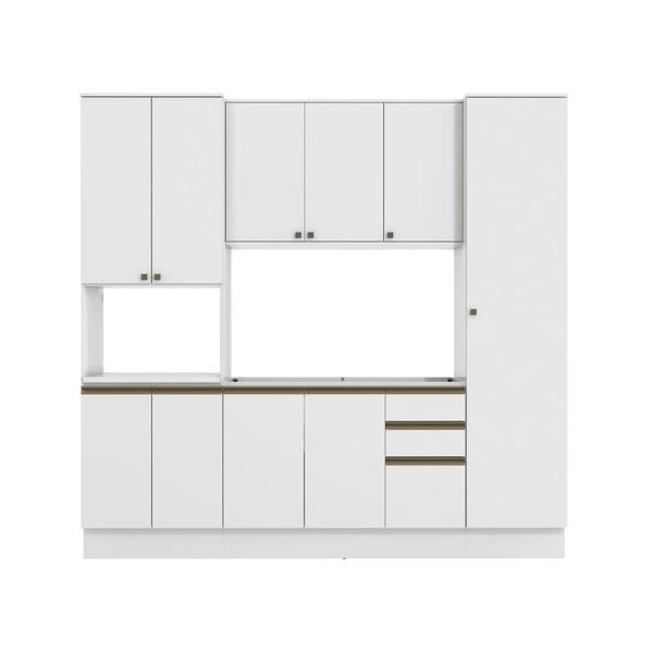Cozinha Compacta com Kit Forno Celeste Kappesberg 100% MDF Branco 240cm Imagem de Cozinha Compacta com Kit Forno Celeste Kappesberg 100% MDF Branco 240cm