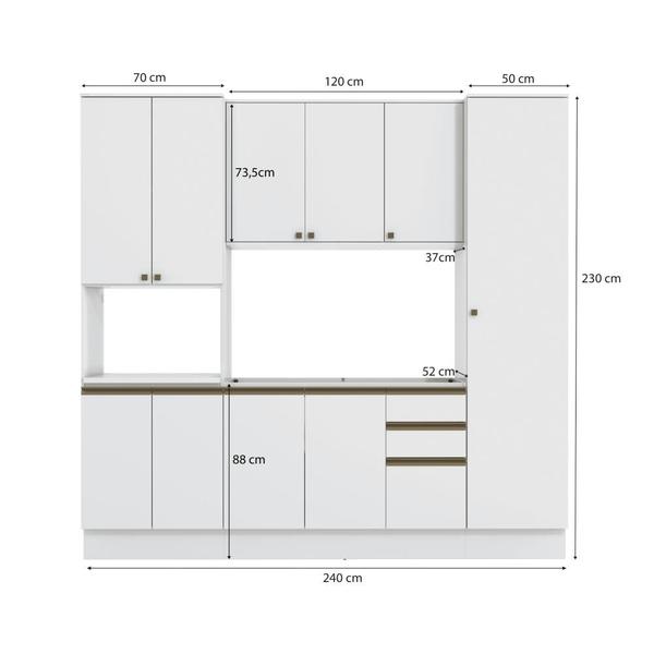 Cozinha Compacta com Kit Forno Celeste Kappesberg 100% MDF Branco 240cm Imagem de Cozinha Compacta com Kit Forno Celeste Kappesberg 100% MDF Branco 240cm