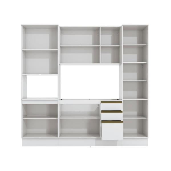 Cozinha Compacta com Kit Forno Celeste Kappesberg 100% MDF Branco 240cm Imagem de Cozinha Compacta com Kit Forno Celeste Kappesberg 100% MDF Branco 240cm