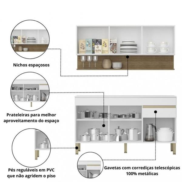 Imagem de Cozinha Compacta com Tampo 150cm 6 Portas 1 Gaveta Line Kits Paraná