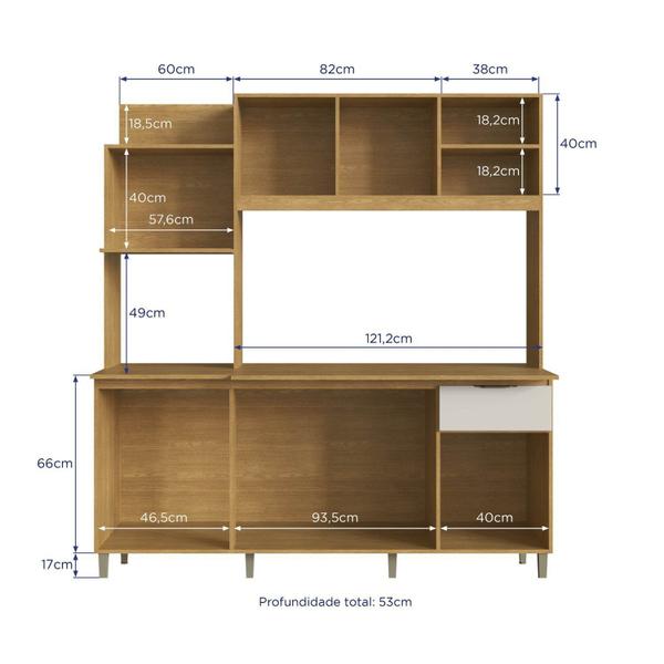 Cozinha Compacta com Tampo 6 Portas 1 Gaveta 2 Nichos para Forno Dália New - Móveis Cadorin Imagem de Cozinha Compacta com Tampo 6 Portas 1 Gaveta 2 Nichos para Forno Dália New