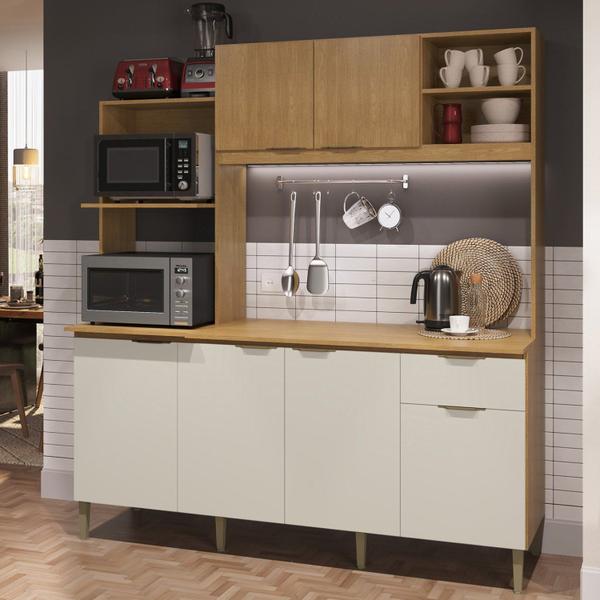 Cozinha Compacta com Tampo 6 Portas 1 Gaveta 2 Nichos para Forno Dália New - Móveis Cadorin Imagem de Cozinha Compacta com Tampo 6 Portas 1 Gaveta 2 Nichos para Forno Dália New