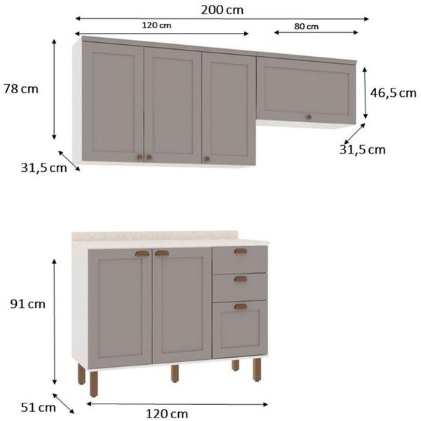 Imagem de Cozinha Compacta com Tampo 6 Portas 3 Gavetas Iluminata