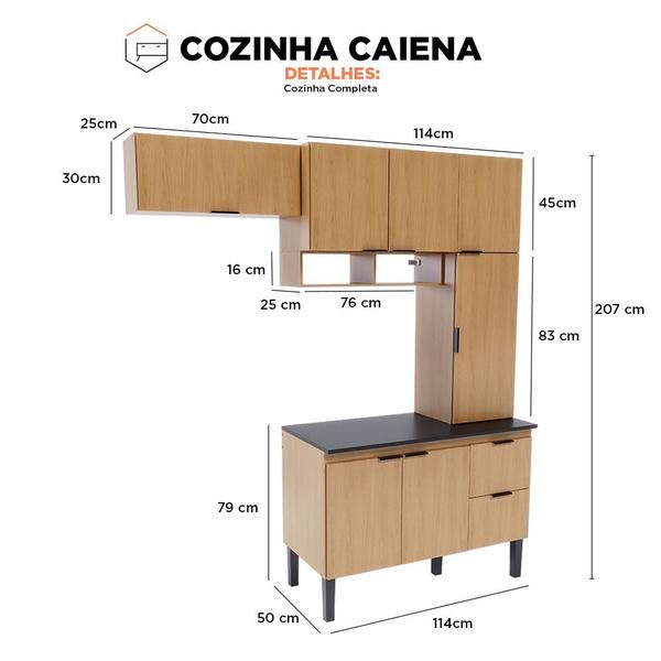 Imagem de Cozinha Compacta Completa Caiena Jequitiba - Cozimax