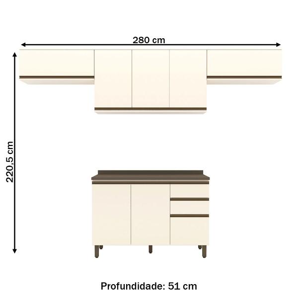 Imagem de Cozinha Compacta Connect 8 Portas 2 Gavetas 100% Mdf Off White - Henn