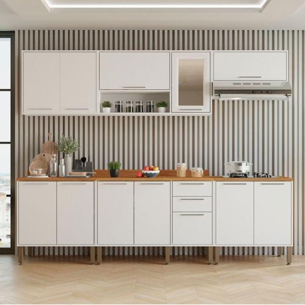 Imagem de Cozinha Compacta Cooktop 12 Portas 2 Gavetas Paris Sallêto Branco