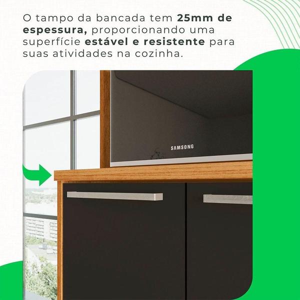 Imagem de Cozinha Compacta Cooktop 12 Portas 2 Gavetas Paris Sallêto Cinamomo Com Grafite