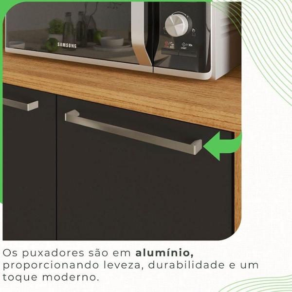 Imagem de Cozinha Compacta Cooktop 12 Portas 2 Gavetas Paris Sallêto Cinamomo Com Grafite