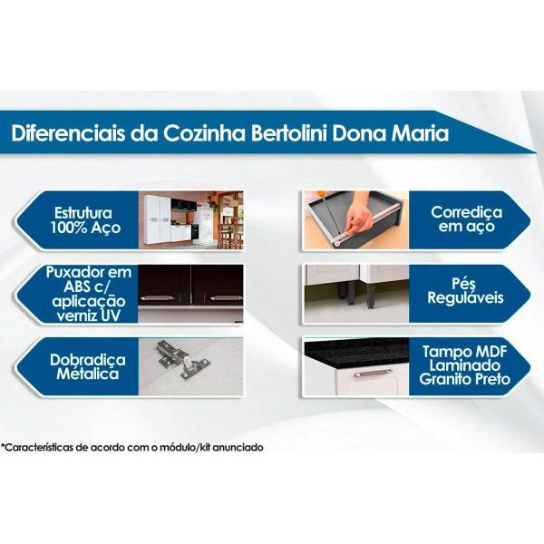 Imagem de Cozinha Compacta Dona Maria CZDM13 3 Peças Branco/Preto