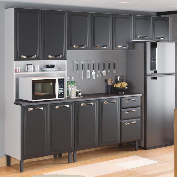 Cozinha Compacta em Aço 4 Peças 12 Portas 2 Gavetas Paneleiro Nicho Forno em Aço New Premi... Cozinha Compacta em Aço 4 Peças 12 Portas 2 Gavetas Paneleiro Nicho Forno em Aço New Premi...